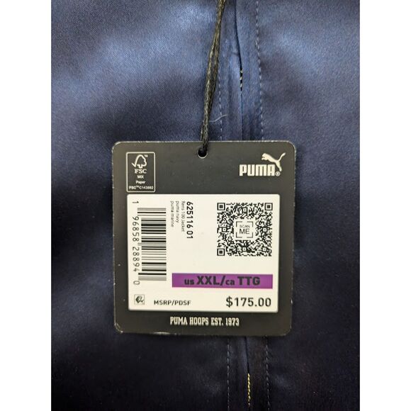 Puma x Black Fives Rens Harlem New York Satin Jacket XXL Navy Blue Gold NWT - Picture 4 of 8